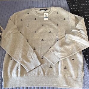 Nautica Light Gray Anchor Crewneck Sweater
